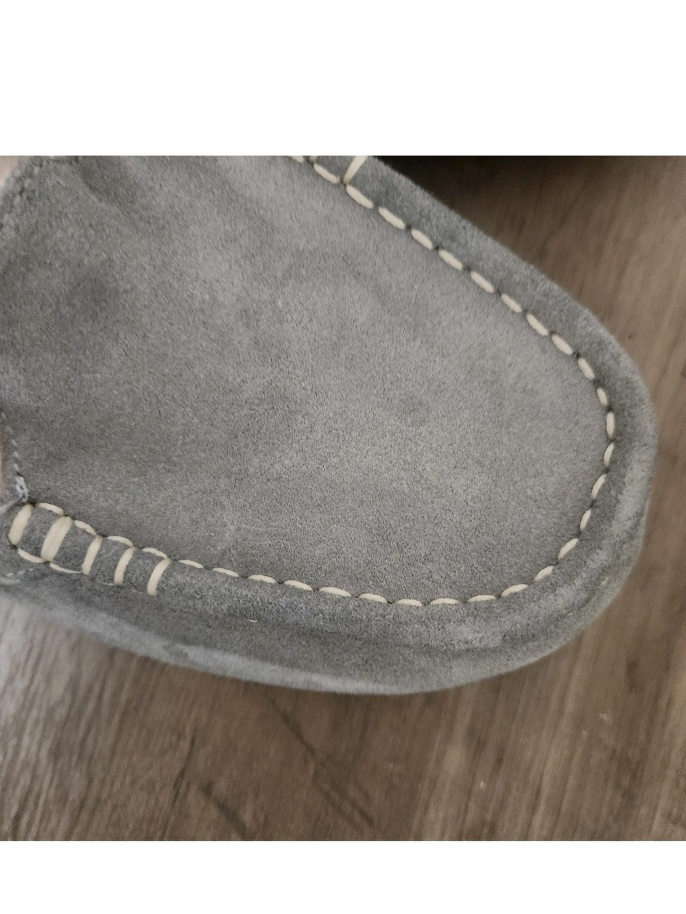 UGG Ansley Slippers 9 Gray Suede Sheepskin Lined Moccasin Cozy Excellent - Picture 11 of 15